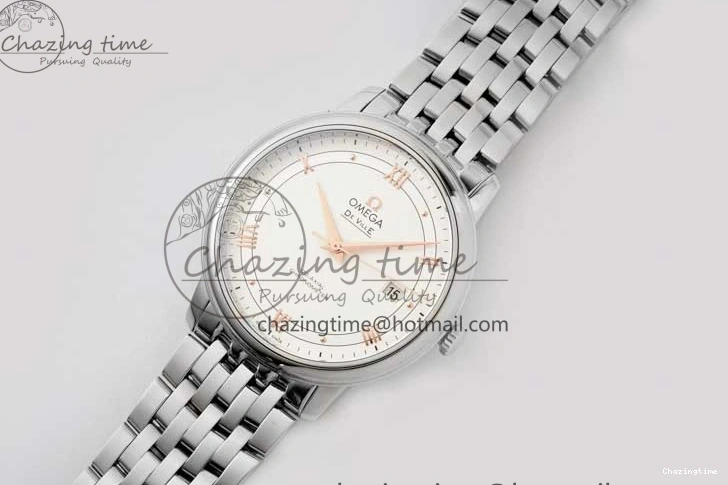 0107 Casual De Ville SS DIWF 1:1 Best Edition White Dial RG Markers on SS Bracelet MIYOTA 7847